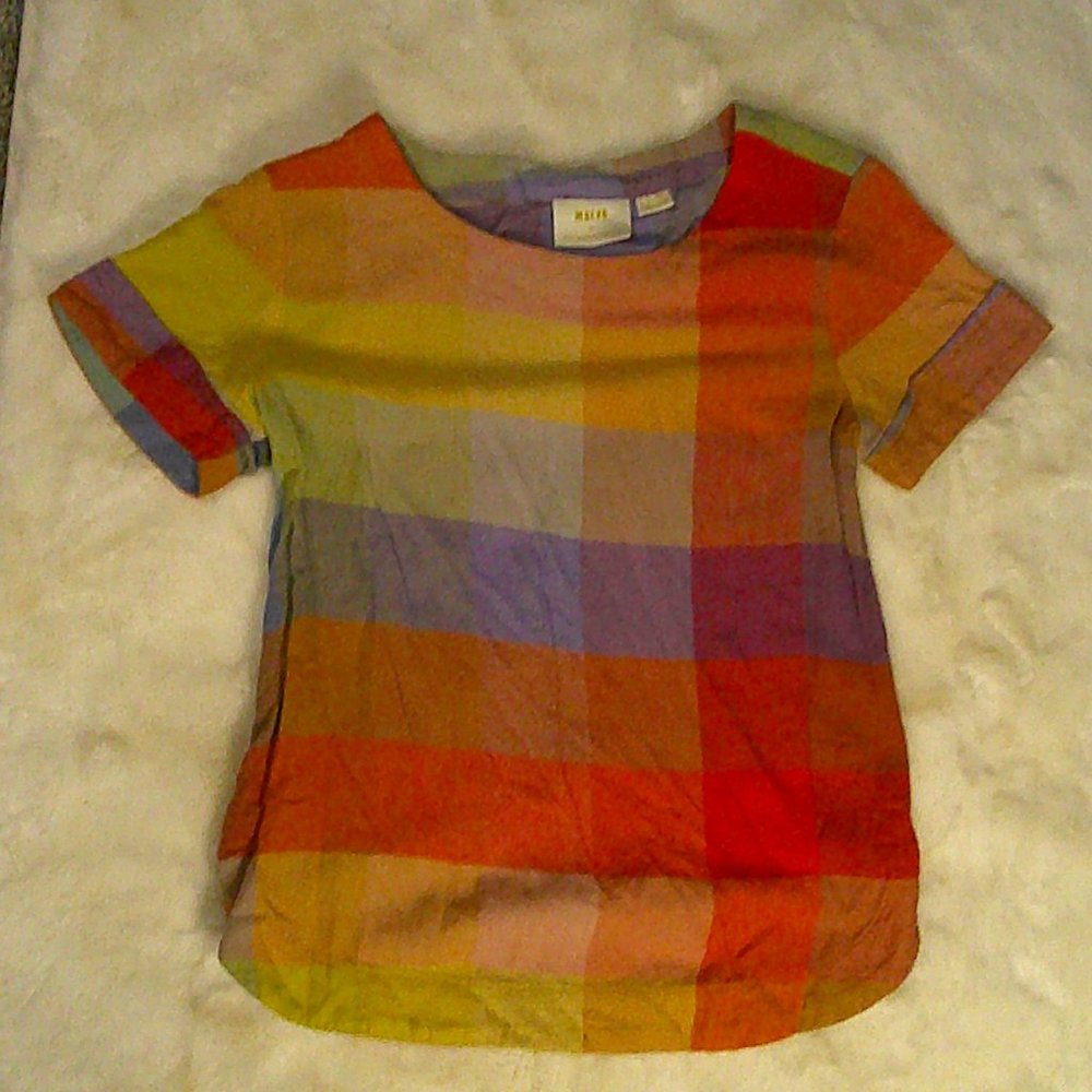 Maeve by Anthropologie -  Colorful Block Plaid 20% Wool Tunic-  Size 2
